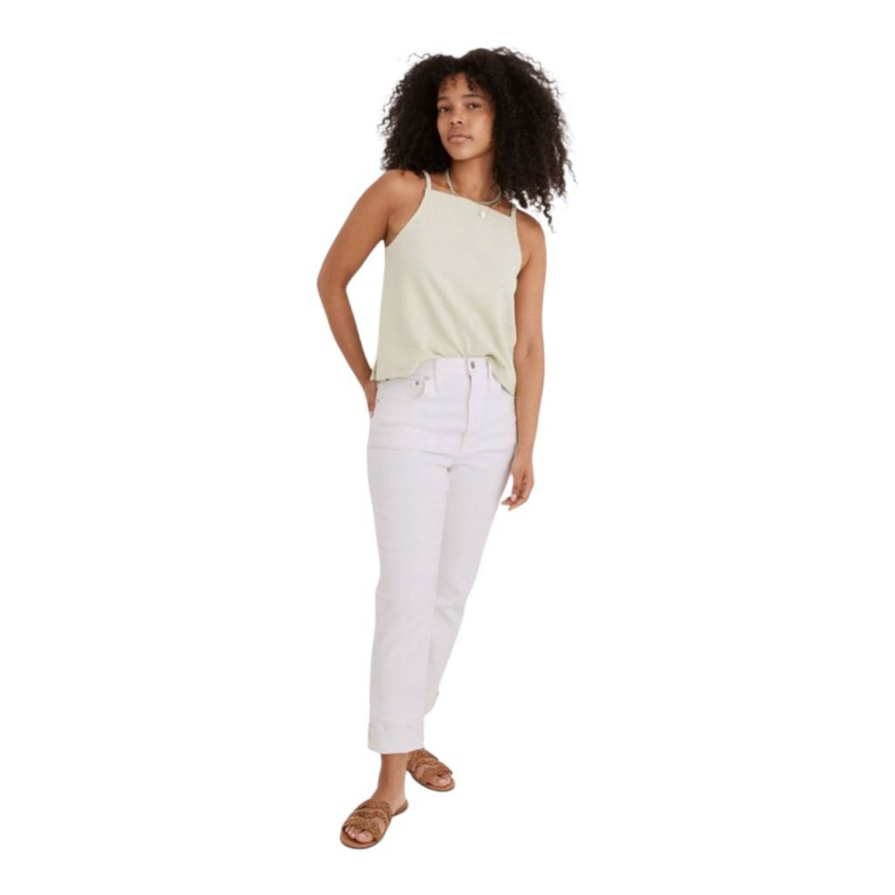 Madewell High-Rise Slim Boyjean in Tile White
